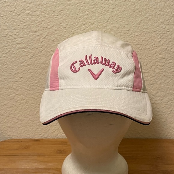 Callaway Golf White / Pink 5-Panel New Era Strapback Womens‎ Cap Hat - Picture 1 of 5
